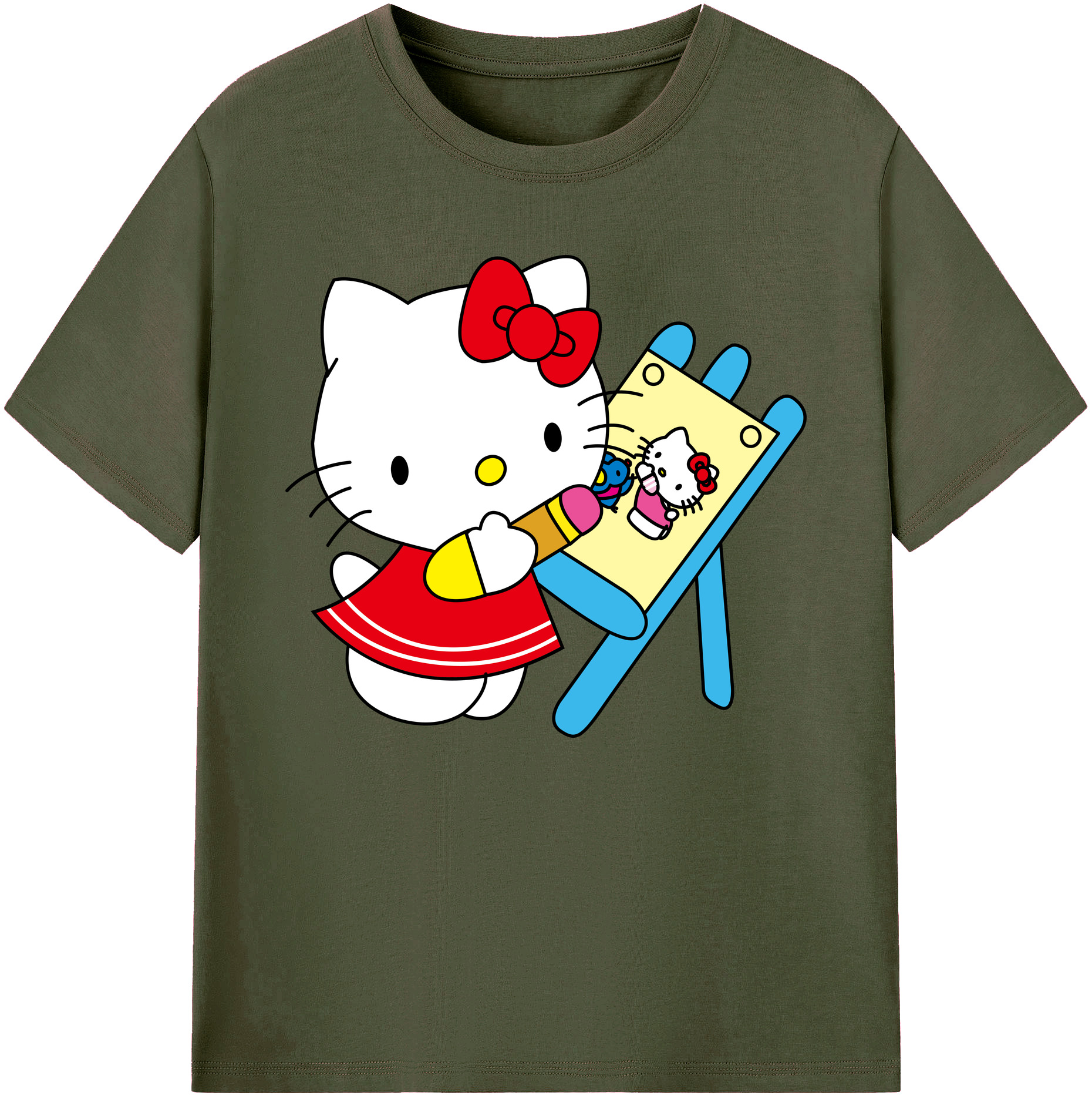 （画像用） Hello Kitty ハローキティ 綿100％ メンズ半袖Tシャツ｜肌触りやわらか＆通気性